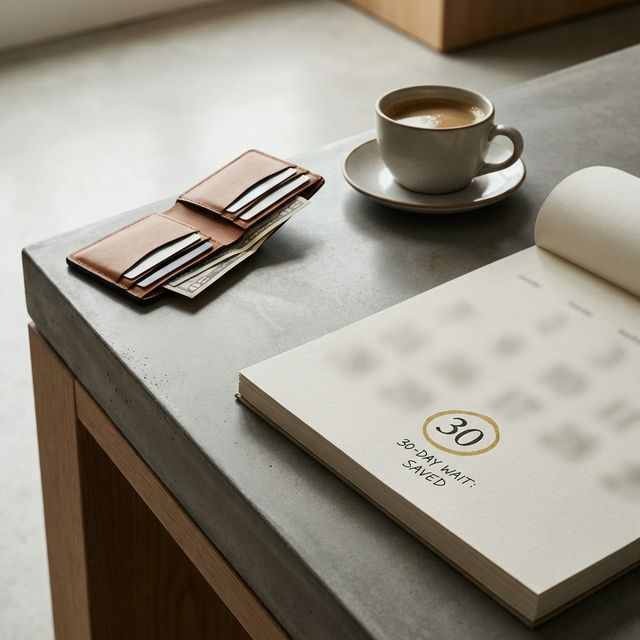 Ejemplo de la regla de los 30 días para evitar el gasto impulsivo marcando un mes en el calendario.